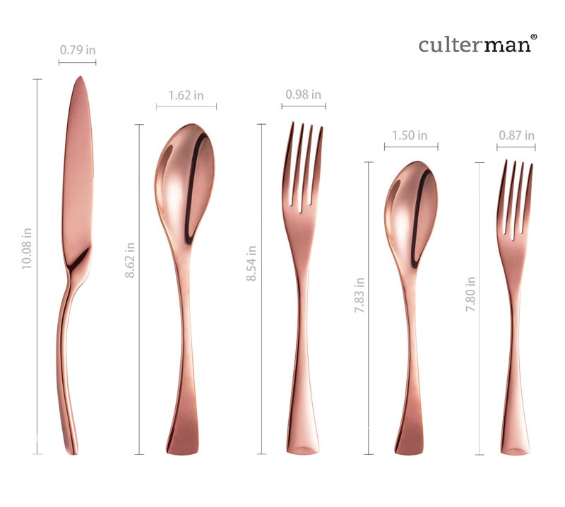 Culterman 20 Piece Rose Gold Flatware Silverware Cutlery Sets,unique modern look,Home & Kitchen Stainless Steel Dinnerware/Tableware/Utensils Set Include Knives/Forks/Spoons.Copper - Image 4